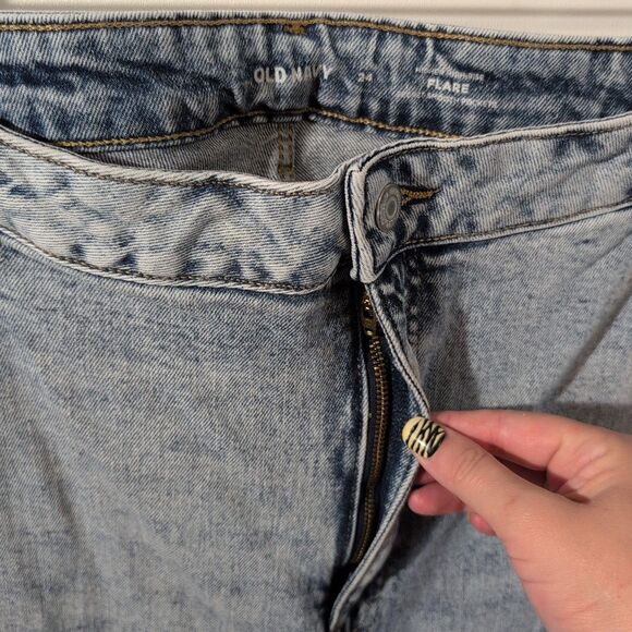 Old Navy Extra High-Rise Wide Leg Blue Jeans Women's 24 (Measures 23) Flare - Picture 3 of 10